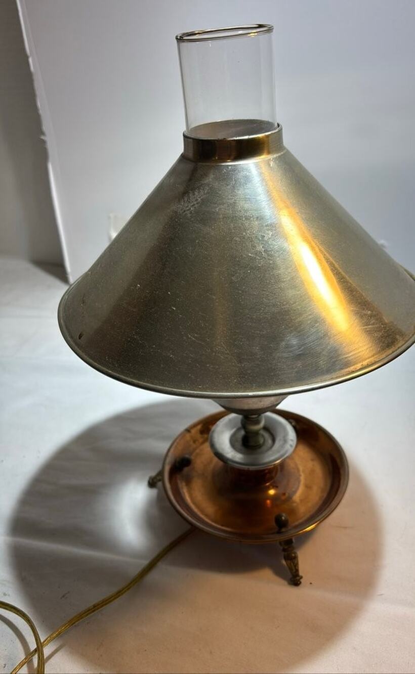 Vintage Brass and Copper Electric Table Lamp